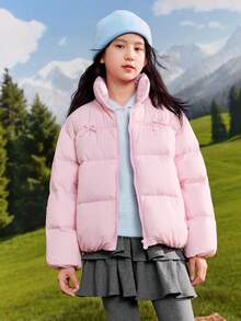 Balabala 女童甜美加厚棉襖外套 柔軟保暖 寬鬆百搭夾克 適合大童女孩冬季日常穿搭 - 粉紅 - 查看 1