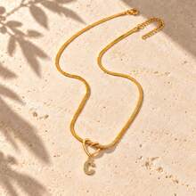 Initial Charm Gold Plated Letter Necklace For Women Men With Infinity Heart Loop And Cubic Zirconia Snake Chain - Yellow Gold - View 24