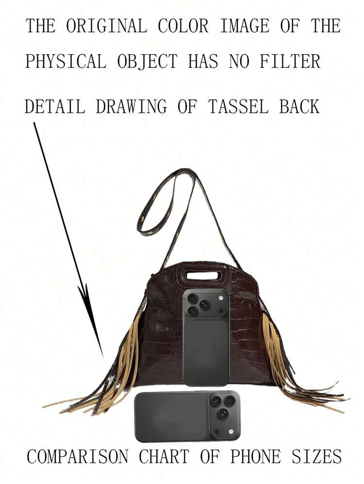Niche Design Tassel Bag, Women's New Personalized Versatile Handbag, Casual Commute Shoulder Crossbody Bag - Coffee - View 4