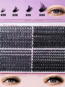 Ayrmilla D Curl 624 Clustered Eyelash Kit - DIY Eyelash Extension Set With Mixed Tray. This Product Offers Clustered Eyelashes That Are Fluffy And Thick, Suitable For Beginners. It Features A Large Capacity And A Slender, Dense, And Natural Single. - D - View 1