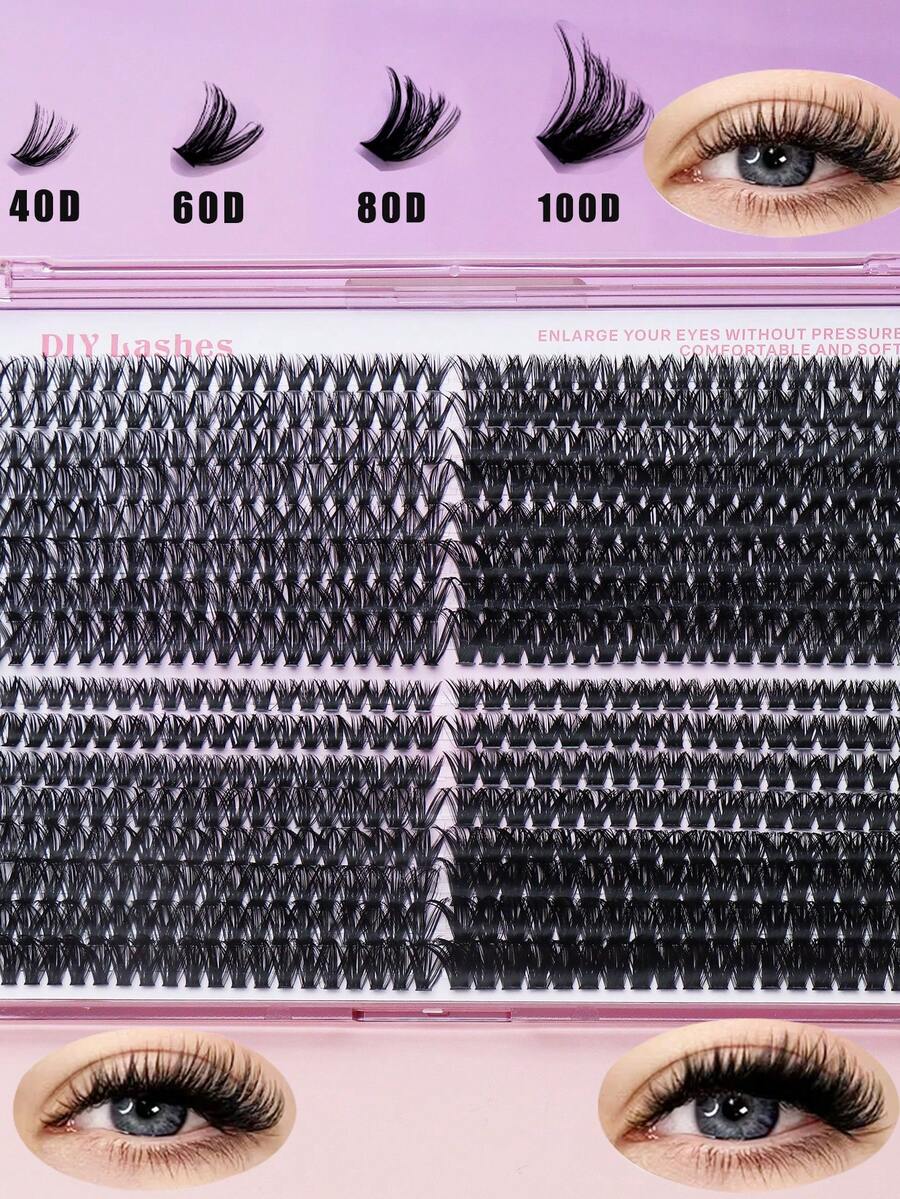 Ayrmilla D Curl 624 Clustered Eyelash Kit - DIY Eyelash Extension Set With Mixed Tray. This Product Offers Clustered Eyelashes That Are Fluffy And Thick, Suitable For Beginners. It Features A Large Capacity And A Slender, Dense, And Natural Single. - D - View 1