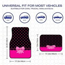 4pcs Set Polka Dot Bow Style Car Mats, Cute Girl Style Interior Decor, Suitable For SUV/Truck/Sedan/MPV Multiple Vehicle Models, Polyester Material Pet Friendly, Keep Your Car Interior Clean - Bowknot Polka Dot - View 6