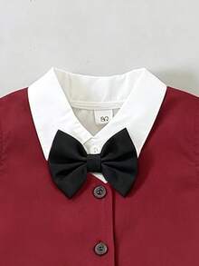 3pcs/Infant/Gentleman/Christmas/Birthday/Red Formal Outfit Set - Red - View 4