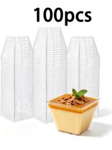 20/50/100pcs Transparent Reusable Dessert Cups, Multi-Purpose Clear Party Cups For Banana Pudding, Yogurt, Mousse Cake And Ice Cream - Durable And Stackable, Suitable For Birthday, Wedding, Party Supplies, Wedding Tableware - Holiday Food Preparation Containers, Stackable Design, Lightweight Material, Event Planner - Transparent - View 15