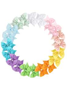 20/40pcs Colorful Bow Hair Clips, Cute Girls Hair Accessories, Back To School Hair Clips, Birthday Gift - Multicolor - View 10