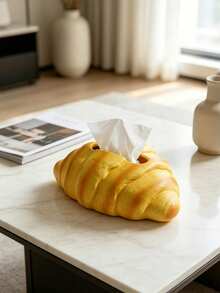 Realistic Bread-Shaped Tissue Box Holder, Creative Croissant Or Toast Bread Design, Decorative Desktop Tissue Dispenser, Suitable For Living Room, Bedroom, Kitchen, Office, Cafe And Bakery, Cute Food-Themed Desktop Home Decor, Housewarming Gift - Multicolor - View 3