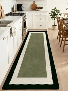 1pc Neutral Sage Green Long Runner Rug, Suitable For Bathroom, Kitchen, Outdoor, Hallway, Bedroom, Living Room, Machine Washable Easy Clean Non-Slip Entryway Mat, Autumn Home Decor Carpet Accessory - Multicolor - View 5