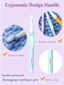 Ergonomic Soft Handle Crochet Hook Set With Stitch Markers, Suitable For Thick Yarn Large Size Hooks (6mm-20mm), DIY Knitting Tools For Making Blankets And Scarves - Multicolor - View 7