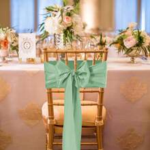 10pcs Sage Green Satin Ribbon Bows, Suitable For Reception, Home Kitchen, Restaurant Events, Banquets, Parties, Hotel Chair Decoration - Sage Green - View 9