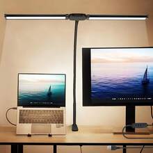 Đèn bàn LED kẹp hai đầu cổng USB, có kẹp, cánh tay cổ ngỗng điều chỉnh được, đèn bàn LED bảo vệ mắt, đèn màn hình máy tính, 10 mức điều chỉnh độ sáng, 3 chế độ nhiệt độ màu, phù hợp cho đầu giường, văn phòng, bàn làm việc, đọc sách và các không gian khác - 3 màu - Xem 2