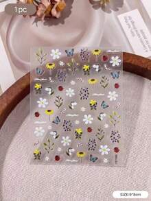 2 Styles Fresh Mori Style Blue Tone Butterfly & Small Flower Decorative Stickers, Holographic Butterfly, Sunflower, Wild Floral & Ladybug Patterns, Suitable For Camera, Phone Case, Earphone Cover, Perfume Bottle, Ceramic Cup And Other Surfaces, Creating Natural Artistic Visual Texture - Decorative Stickers - View 5