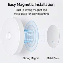 6PCS Round Magnetic Wall Lamp, USB‑Charging Wireless Sensor Night Light, Motion‑Activated Stair Light, Ideal For Entryways, Hallways And Stairwells - Multicolor - View 5