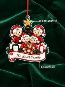 1pc Custom Name Santa Family 2026 Christmas Ornament, Personalized Family Name Acrylic Christmas Tree Hanging Decor, Family Holiday Keepsake Gift,Christmas Gift - Red - View 6