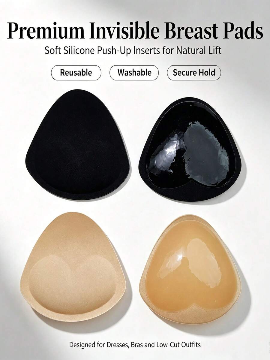 Self-Adhesive Bra Pads, Bra, Adhesive Padding, Invisible Thickened Bra Pads For Bikini, Lingerie Accessories, Reusable Adhesive Bra Pads With Padding - Suitable For Dresses And Bikinis - Multicolor - View 1
