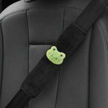 2pcs Cartoon Frog Car Seat Belt Shoulder Pads, Anti-Choke Car Interior Accessories, Universal Fit For Women - A - View 2