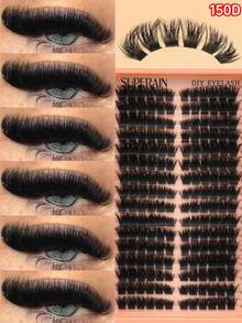 192pcs Thick False Eyelash Clusters, 200D D Curl, 10-18mm, Suitable For Beginners, Create Charming Dense Voluminous Lashes, Gift For Girls - D - View 1