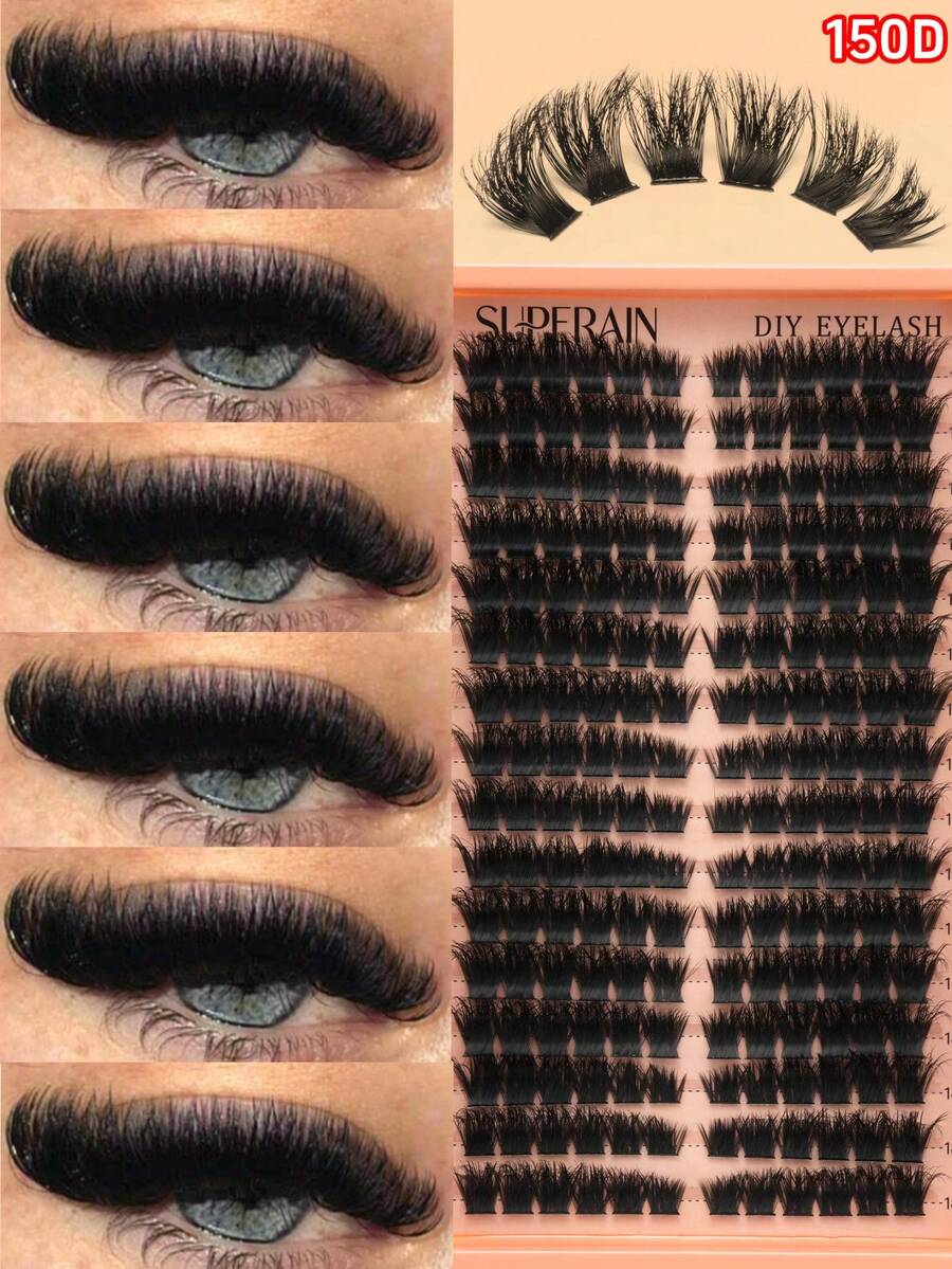 192pcs Thick False Eyelash Clusters, 200D D Curl, 10-18mm, Suitable For Beginners, Create Charming Dense Voluminous Lashes, Gift For Girls - D - View 1