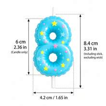 HIBIRTH 1pc Creative Candy Color Star Print Number Candle Cake Decoration Supplies Number 0-9 Birthday Party Celebration Wish Candle Plug-In - View 5