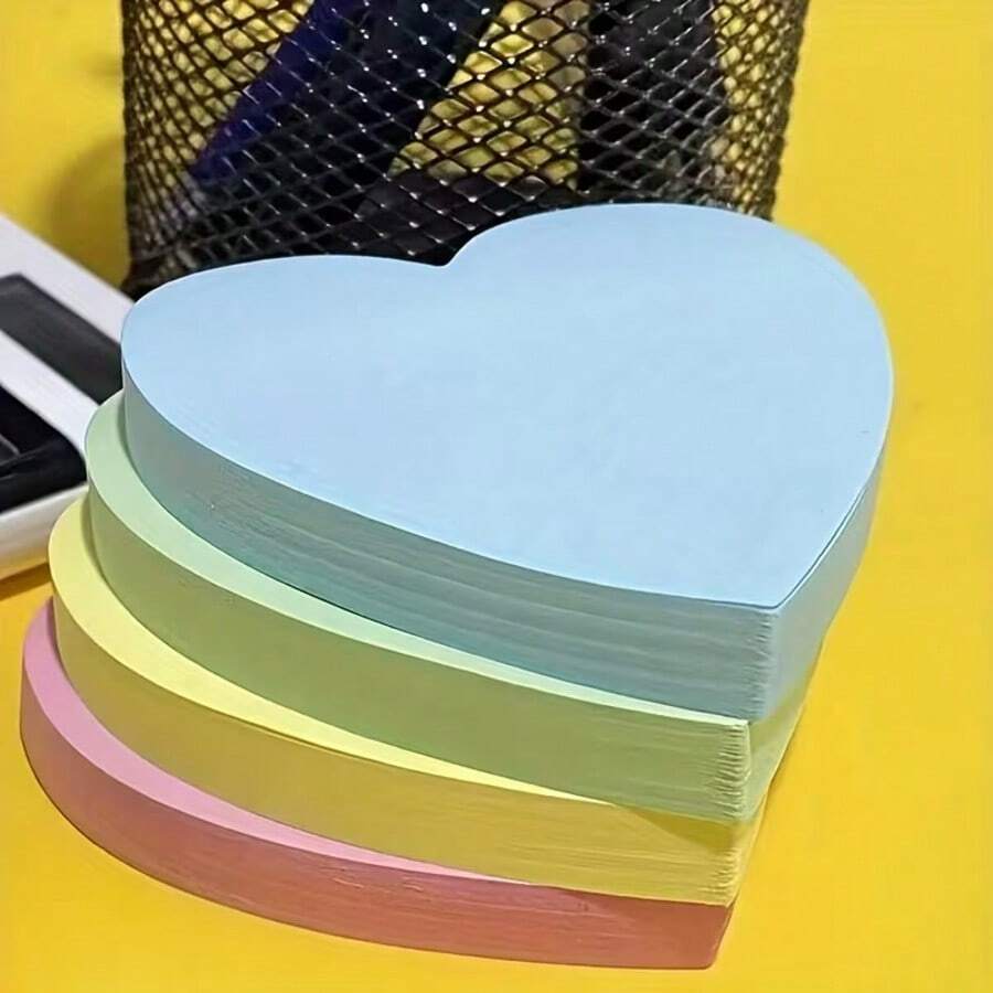 200 Sheets Multicolor Heart-Shaped Stickers, Cute Self-Adhesive & Removable Stickers For Office And School (50 Sheets Per Book)