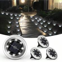 VOLACI 1/4/8/12pcs Mini 8LED Solar Ground Lights, Waterproof Stainless Steel Outdoor Solar Landscape Lights, Suitable For Garden Paths And Driveways, Solar Powered Lighting Fixtures, No External Power Required - In-ground Light - View 13