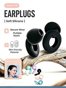 1PC Ear Plugs Ultra-Comfort Earplugs -Ideal For Sleep(1.3*1.5cm), Travel, Block Out Noise,Suitable For Dorms,Essential Items For Home And School Use. Relieve Insomnia, Back To School Essential, Sleeping, Cycling, Study And Travel. Gift. - Multicolor - View 5