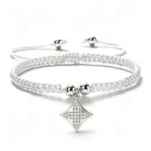 1Pc Sparkling Rhinestone Four Pointed Star Charm Bracelet Adjustable Handmade Woven Rope Bangle Fashion Wristband Jewelry Gift For Women - Four-pointed Star - View 19