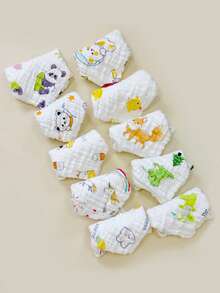8/5/3pcs Random Assorted Baby Gauze Face Towels, Cartoon Cute Bibs And Bath Washcloths - Multicolor - View 5