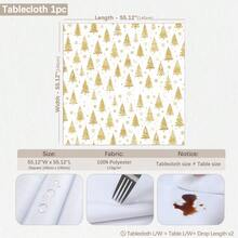 1pc Christmas Minimalist Gold Christmas Tree Pattern Tablecloth, Stain-Resistant Dining Table Decor Cloth, Suitable For Kitchen, Dining Table, Coffee Table, TV Cabinet, Entryway, Party Holiday Decoration, Home Decor, Christmas Gathering - Multicolor - View 10