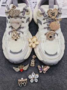 6 Buah Gesper Dekoratif Tali Sepatu Bunga Kupu-kupu ABS Emas, Sayap Angsa Berkilau, Hiasan Tali Sepatu, Aksesoris DIY, Klip Sepatu Hati yang Dapat Dilepas, Dekorasi - MultiWarna - View 3