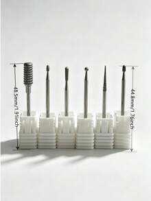 1/6pcs Professional Carbide Nail Drill Bit - 3/32 Inch Manicure Pedicure Tools For Electric Nail Drill Machine - Cuticle Gel Nail Polish & Salon Nail Tools - White - View 3