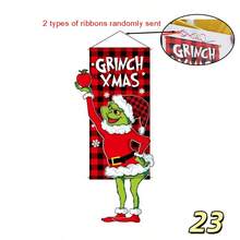 The Grinch The 1PC Christmas Print Hanging Fabric Banner, Wall Art Poster, Party Atmosphere Decoration Prop, Home Wall Decor Painting, Store Window Display, Holiday Photo Backdrop, Reusable Christmas Scene Setup, Easy Installation & Foldable Storage, Suitable For Christmas Party Decoration - 110*40cm - View 11