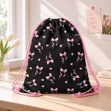 Drawstring Bag - Cute Bow Print Backpack - Suitable For School, Sports, Travel And Toy Storage - Sports Fitness Swimming Travel Backpack - Drawstring Sports Bag - View 4