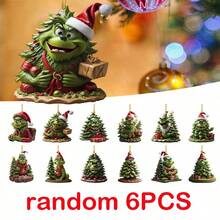 The Grinch 12/6/2pcs Acrylic Christmas Tree Hanging Ornaments, Christmas Tree Shaped Character Print, Suitable For Christmas Home Decor, Ideal Christmas Tree Decoration And Holiday Creative Small Gift - Cookie Monster - View 9