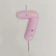 HIBIRTH 1pc Creative Candy Color Star Print Number Candle Cake Decoration Supplies Number 0-9 Birthday Party Celebration Wish Candle Plug-In - View 18