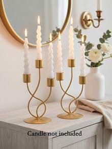 3-Arm Metal Candelabra Candle Holder, Wedding Candle Stand, Candlelight Dinner, Party Dinner, Home Dining Table Decor, Table Centerpiece, Birthday Party, Wedding Dining, Home Decor, Gift Candelabra - Elegant Style - View 13