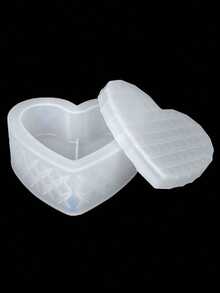 DIY Rhombus Lattice Heart Silicone Mold, Heart Storage Box Casting Mold For Aromatherapy Candle, Gypsum Epoxy Resin Drip Glue Mold, Handmade Desktop Ornament Home Decor Craft Making Mold - White Silicone Mold - View 3