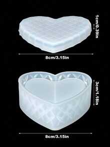 DIY Rhombus Lattice Heart Silicone Mold, Heart Storage Box Casting Mold For Aromatherapy Candle, Gypsum Epoxy Resin Drip Glue Mold, Handmade Desktop Ornament Home Decor Craft Making Mold - White Silicone Mold - View 9