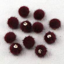 10pcs Faux Fur Pom Pom Charms With Gold Rings - Soft Velvet Mini Pom Pom Earring Accessories Set (Multi-Color Options) Suitable For DIY Tassel Earrings, Handbag Charms, Keychains, Hair Accessories And Winter Jewelry Making - Plush Round - View 13