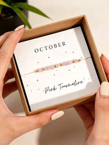 Beaded Bracelet, Women Jewelry Gift Box, Colorful Natural Stone Adjustable Bangle, Unisex, Comes With Elegant Card And Packaging - Multicolor - View 9