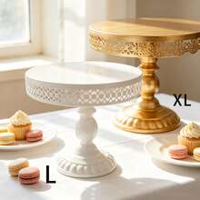 Hollow Metal Cake Stand Set, White And Gold Circular Base Dessert Display Stand, Suitable For Weddings, Birthdays, Parties, Home Decoration, Halloween, Christmas, Plate And Tableware Set, Kitchen Accessories, Kitchen, Autumn Home Decoration - Multicolor - View 5