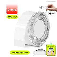 Marklife Clear Label Maker Tape, Transparent Thermal Label Paper, Available In Multiple Sizes For P11/M1/P12/P15/P50 Label Printers, Ideal For Schools And Homes, DIY Thanks Stickers, 1 Roll, 2Roll, 4Roll, Black On Clear - View 15