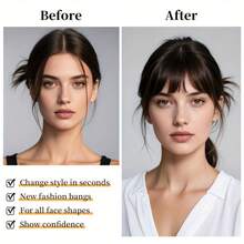 Airy Bangs Hair Extension, One-Piece 3D Bangs Hair Accessory - Realistic Synthetic Material Clip-In Wig, Suitable For Daily Wear, Easy To Style, Create A Fuller And More Voluminous Hairstyle Effect, Multi-Functional Women's Hair Accessories, Claw Clips, Hair Claw, Hair Clips, Hair Pins - Multicolor - View 3