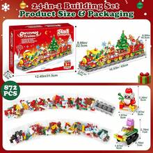 2026 Christmas DIY Holiday Calendar Train Building Block Set 24pcs Christmas Countdown Train, Includes Christmas Train, STEM Educational Toy Gift For Children 3 Years And Above, Christmas Gift, Christmas Decoration Toy - Multicolor - View 6
