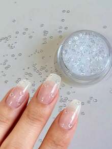 1pc Fall/Autumn/Winter New Christmas Style Round Mini White Bubble Circle Nail Art Glitter, Design Embellishment Nail Surface Christmas Decoration DIY Accessory, Nail Jewelry - Multicolor - View 1
