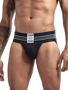 JOCKMAIL Men One-Piece Knitted Jockstrap With Hip-Up Function For Sports Fitness, Sexy Underwear - Black - View 2