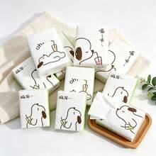 1/3/6/9/18 Packs Mini Tissue Paper Cute Dog, Fashion Panda, Cat Baby, Pocket Tissue Paper Cute Original Wood Paper Handkerchief Portable Cleaning Tissue Paper Suitable For Kitchen, Bedroom, Random Style And Color - Multicolor - View 2