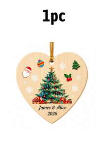 Custom Heart Christmas Tree Ornament, Personalized Name Hanging Decor, Festive Xmas Tree Decoration For Home Party, Customized Holiday Ornament, Customizable Gift For Couples, Family, Friends, 2026 Christmas Keepsake, Christmas Gift, Christmas Decor - Style B - View 15