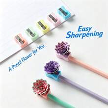5 Pieces Of Macaron HB Pencils In Bulk, Made Of Plastic With Erasers And Triangular Shape. Ideal For The School Season / Back-To-School Season / Halloween / Christmas. - Multiple Styles - View 11