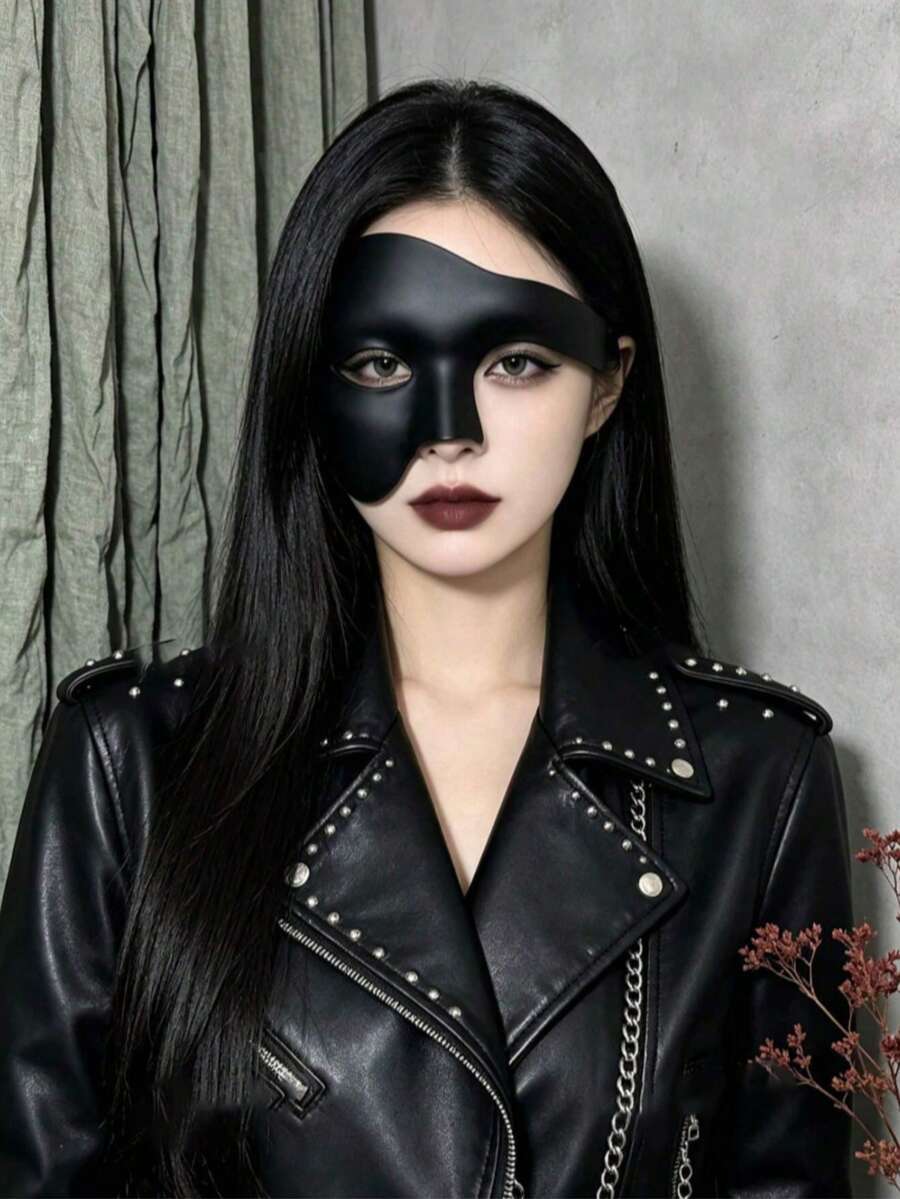 1pc Unisex Gothic Style Half Mask, Masquerade Party Costume Prop, Venetian Style Halloween Mask, Groom Groomsmen Wedding Face Decoration, Suitable For Daily Party And Holiday Wear - A - View 1