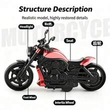 1pc Realistic Motorcycle Model Toy, Inertia Pull Back Toy Vehicle, Detailed Motorcycle Shape, Compact Mini Toy, Fun Interactive Novelty Toy For Teens & Adults (Random Color & Style) - Multicolor - View 6
